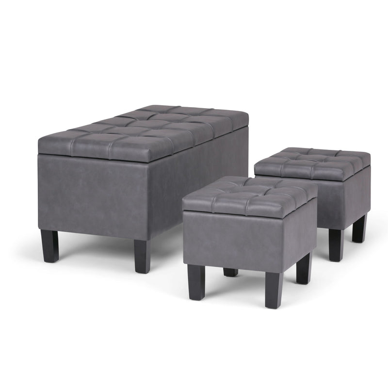 Dover - 3 Piece Storage Ottoman Contemporary Design - R&R Furniture Gallery (Fountain Valley, CA)