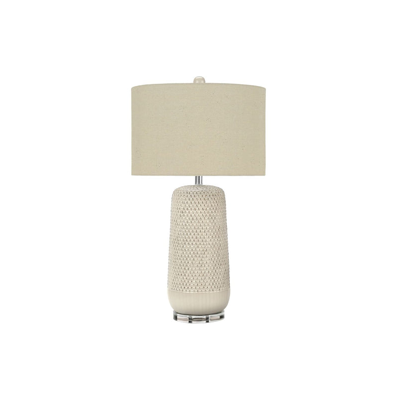 Contemporary 8th Street ceramic and resin cream table lamp with a sleek, modern design, perfect for stylish home lighting.