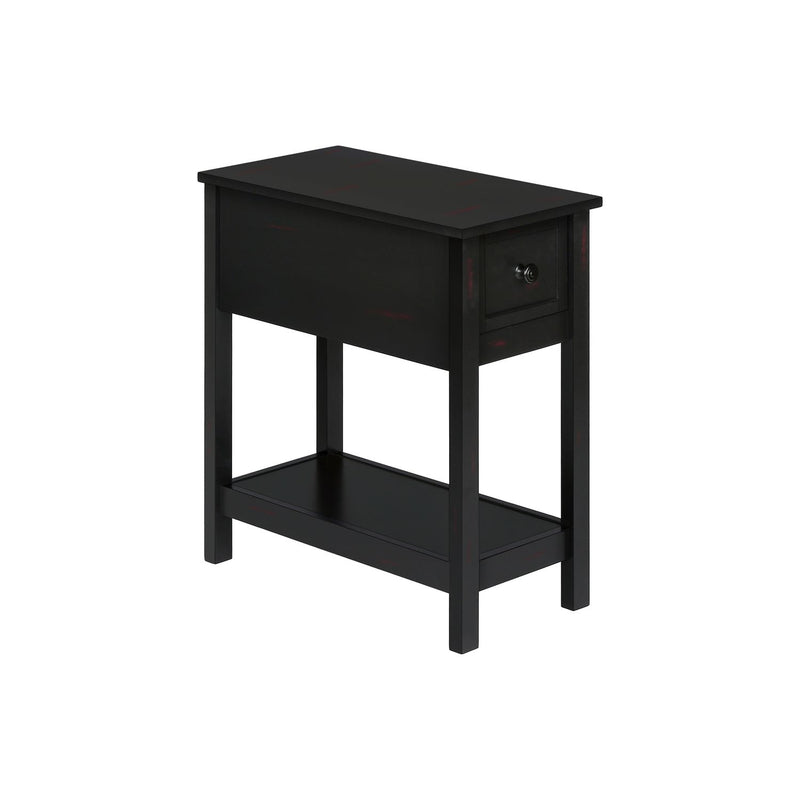 8th Street accent end table with two tiers, narrow design, storage drawer, and lamp, featuring a charming decorative style