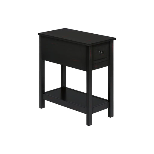 8th Street accent end table with two tiers, narrow design, storage drawer, and lamp, featuring a charming decorative style