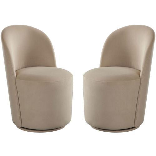 Kendall Dining/Accent Swivel Chair in Ivory Boucle Fabric