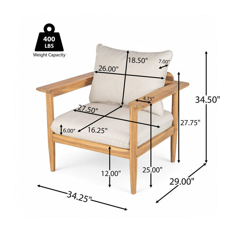 Terassi - Outdoor Lounge Chair (Set of 2) With Cushions - Beige / Light Teak - R&R Furniture Gallery (Fountain Valley, CA)