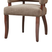 Elegant Arm Dining Chair With Brass Nail Head Detailing - R&R Furniture Gallery (Fountain Valley, CA)