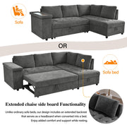 L Shaped Couch With Pull Out Bed And Storage Sectional Sleeper Sofa With Hidden Storage, Wide Armrest With Storage, For Living Room, Apartment, Bedroom, Office - R&R Furniture Gallery (Fountain Valley, CA)