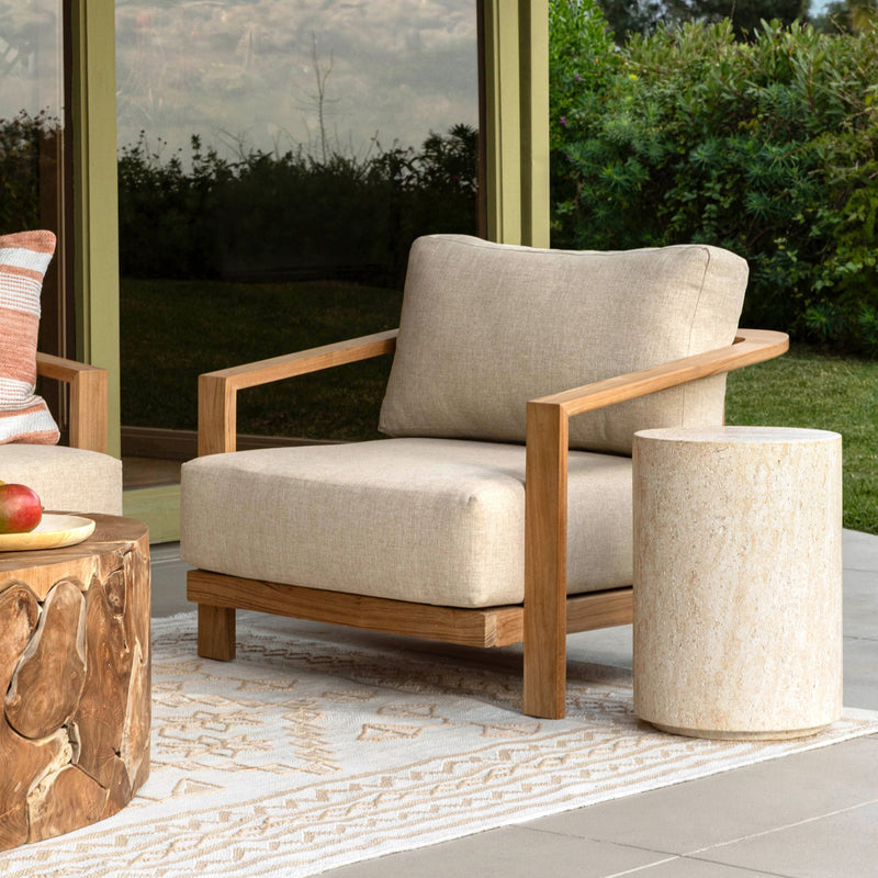 Sol - Outdoor End Table - Faux Travertine