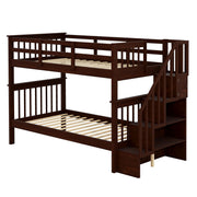 Stairway Bunk Bed With Storage And Guard Rail For Bedroom - R&R Furniture Gallery (Fountain Valley, CA)