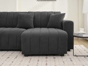 Urban Retreats Jessica lamb wool sectional sofa with chaise, stationary sofa with plush fabric and modern design.