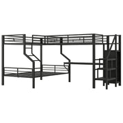 Twin Over Full L Shaped Bunk & Loft Bed With Built-In Wardrobe, Desk, And USB Ports - Black - R&R Furniture Gallery (Fountain Valley, CA)