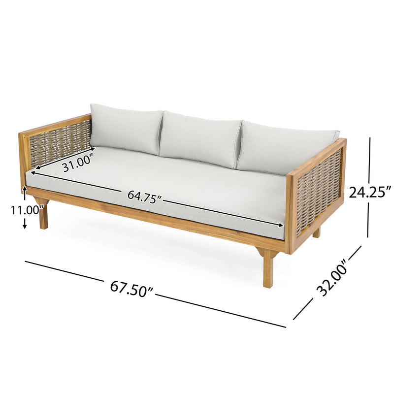 Claremont - 3 Seater Daybed Teak Acacia Wood Water Resistant Cushions - R&R Furniture Gallery (Fountain Valley, CA)