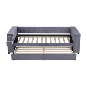 Upholstered Bed With Storage And Twin Trundle, USB Charging Ports - R&R Furniture Gallery (Fountain Valley, CA)