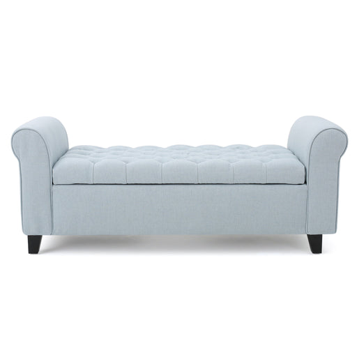 Hayes - Contemporary Armed Storage Bench With Rolled Arms And Button Tufting - R&R Furniture Gallery (Fountain Valley, CA)