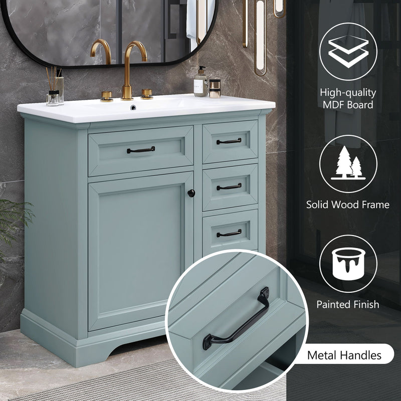 36" Bathroom Vanity With Sink, 2 Tip Out Drawers, Soft Close Hinges - R&R Furniture Gallery (Fountain Valley, CA)