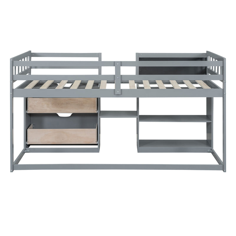 Low Loft Bed With Rolling Desk, Shelf And Drawers - R&R Furniture Gallery (Fountain Valley, CA)