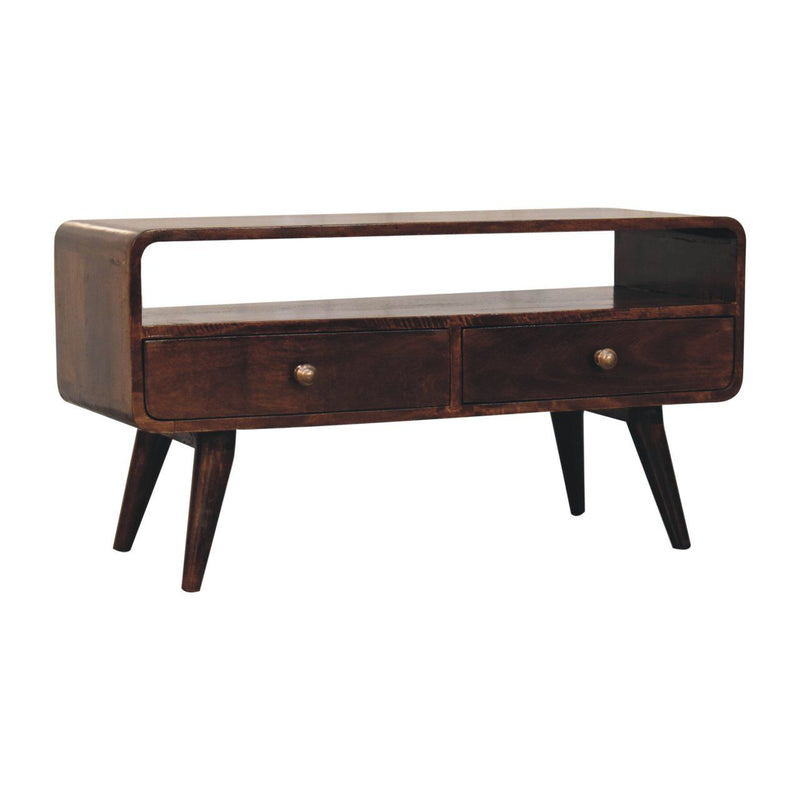 Solid Wood Curved Media Unit - R&R Furniture Gallery (Fountain Valley, CA)