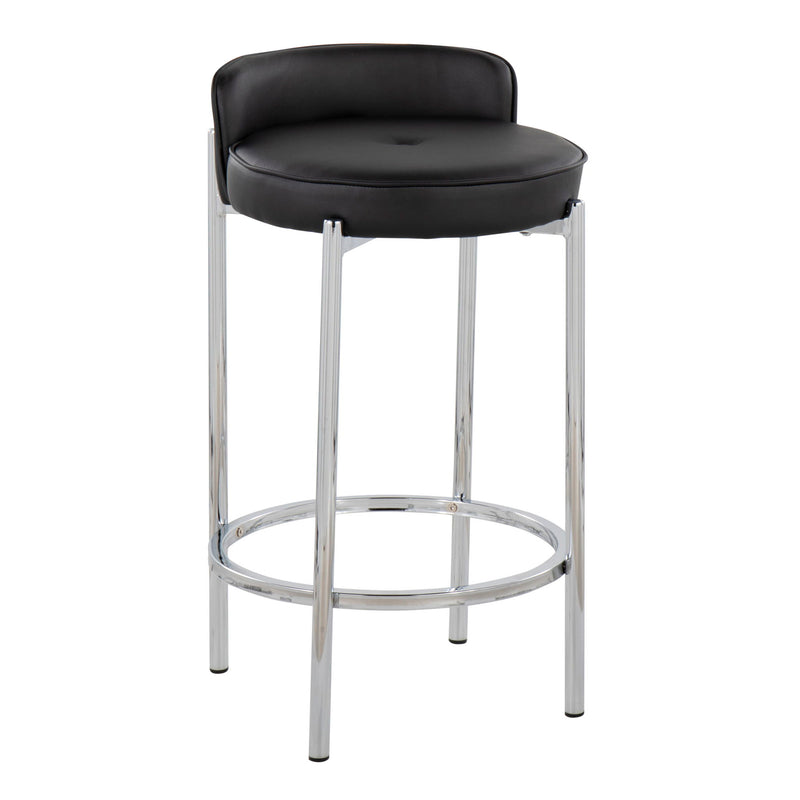 Lumi Source Chloe contemporary counter stool set with sleek modern design and wooden legs, set of two for kitchen or bar area.