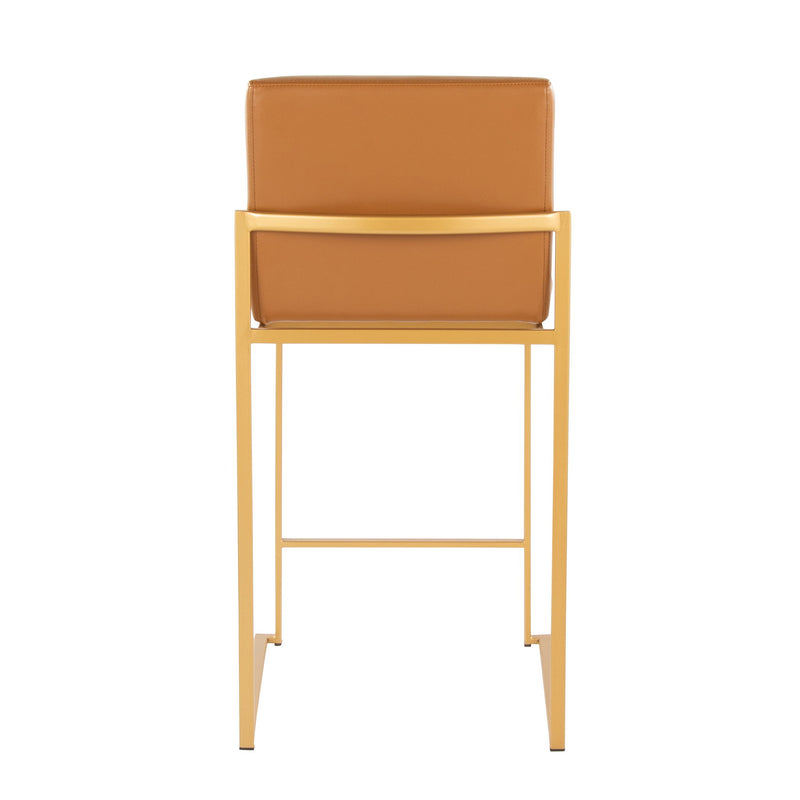 Pair of Lumi Source Fuji contemporary high back barstools with sleek design, set of two, ideal for modern kitchen or bar seating.