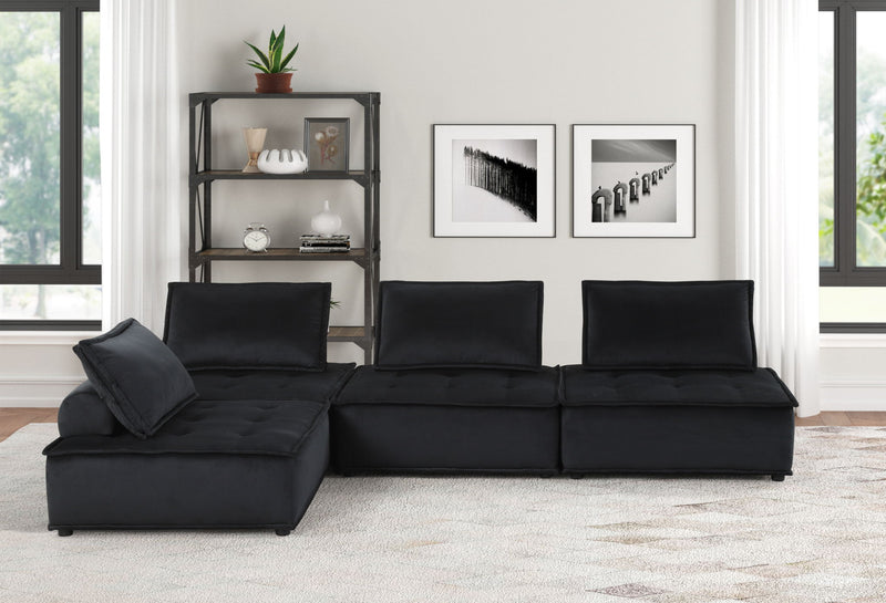Lilola Home Anna stylish sectional sofa with matching ottoman, stationary sectional with plush fabric and modern design.