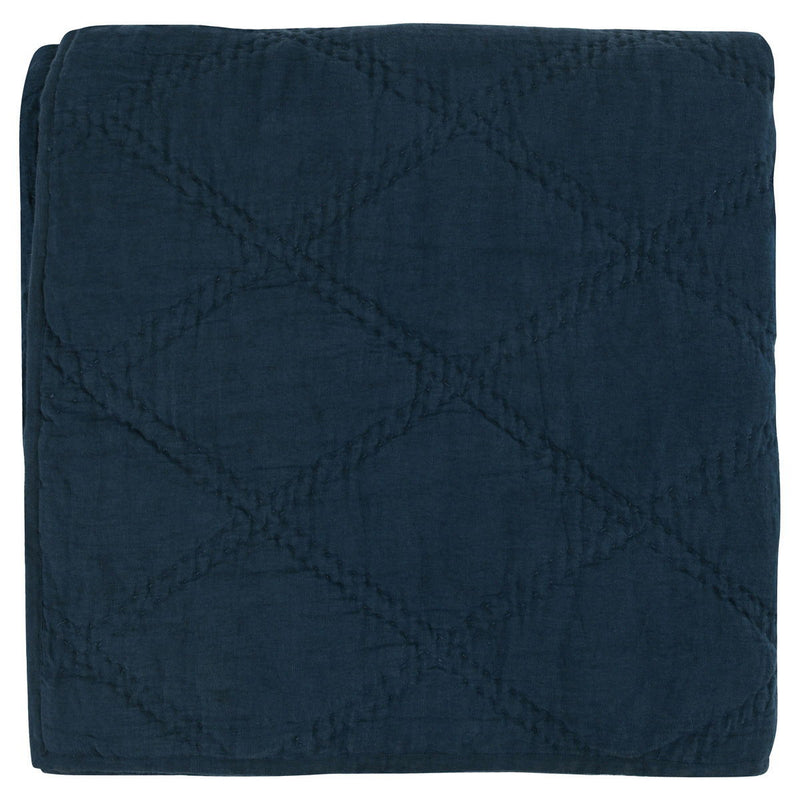 Caleb - Hand Stitched King Quilt - Midnight Blue