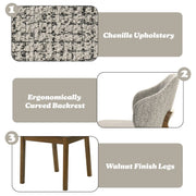 Pair of ACME Oleia side chairs with plush chenille upholstery and walnut wood legs, showcasing a modern, stylish design.