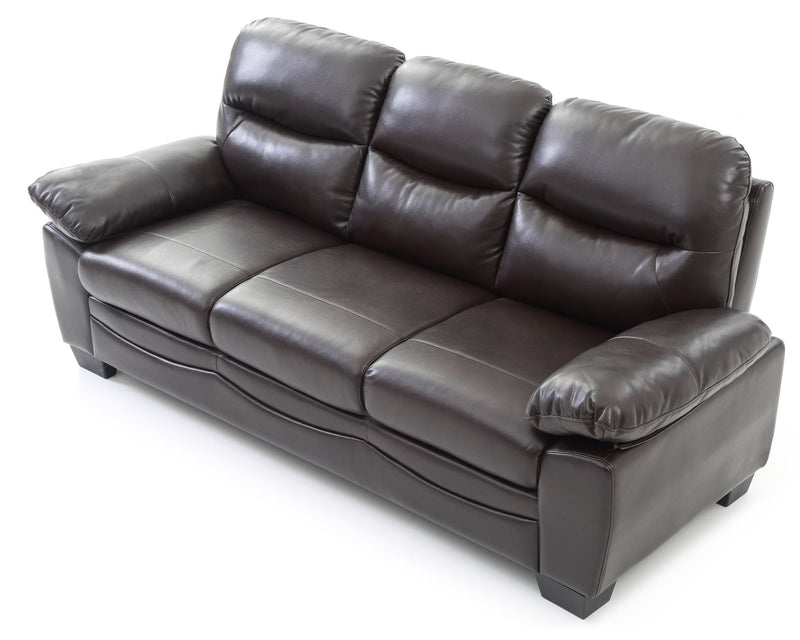 Glory Furniture Marta stationary sofa with plush cushions and modern design, shown in a cozy living room setting.