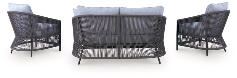 Bridges Beach - Loveseat, Lounge Chairs, Table Set (Set of 4) - Gray - R&R Furniture Gallery (Fountain Valley, CA)