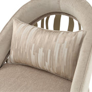 Michael Amini La Rachelle Flame Chair, a stylish accent chair with a curved wooden frame and luxurious upholstered seat.