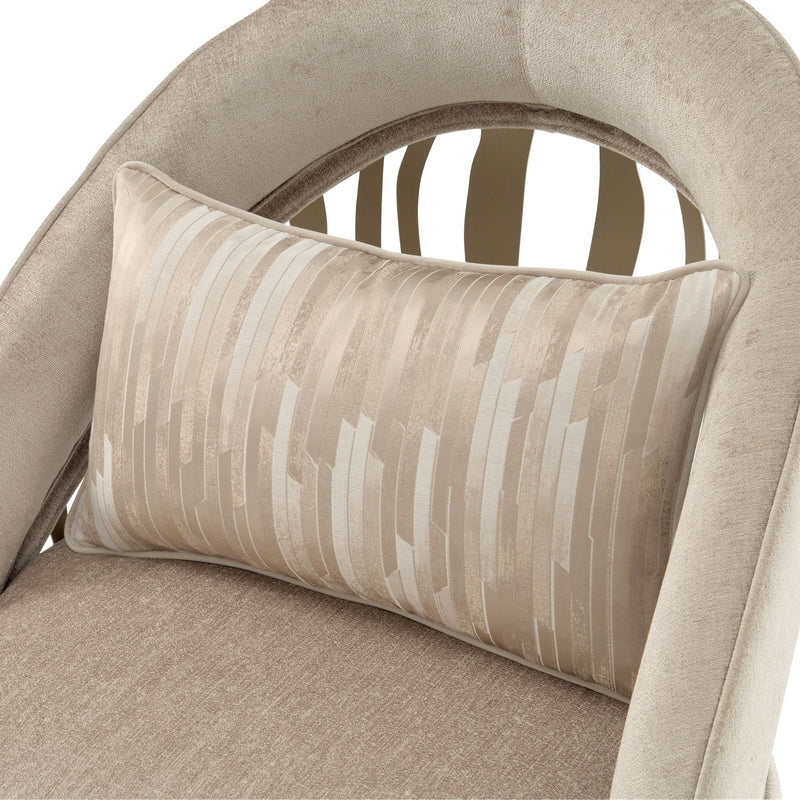 Michael Amini La Rachelle Flame Chair, a stylish accent chair with a curved wooden frame and luxurious upholstered seat.