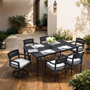 Life Outside outdoor patio dining table with tapered feet and umbrella hole, ideal for outdoor seating and entertaining.