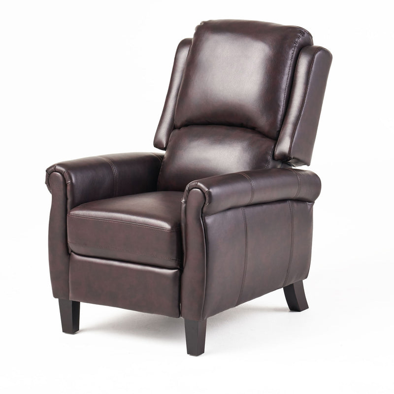 Noble House Memphis Burgundy recliner club chair with plush upholstery and wide armrests, designed for comfortable seating.