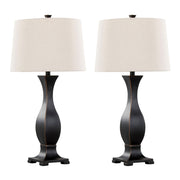 Lumi Source Riley contemporary table lamp set with oil rubbed bronze bases and oat-colored fabric shades, modern home lighting fixtures