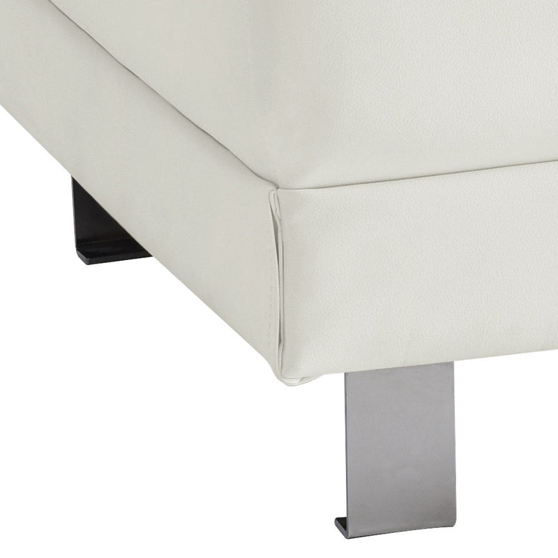 Contemporary upholstered ottoman by Glory Furniture, stylish living room footrest with cushioned fabric in neutral tones.