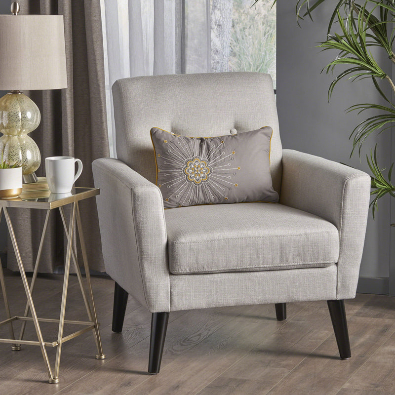 Radiantize - Upholstered Fabric Club Chair With Square-Off Back And Button Tufted - R&R Furniture Gallery (Fountain Valley, CA)