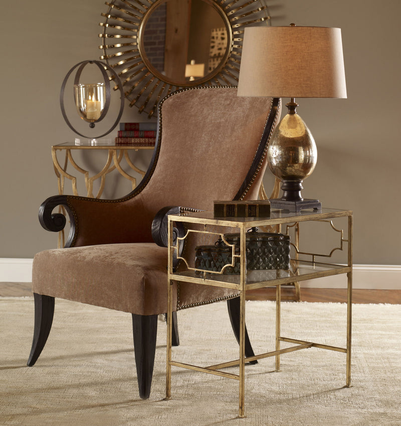 Uttermost Genell side table with a sleek, modern design and a smooth surface, ideal for living room or bedroom decor.