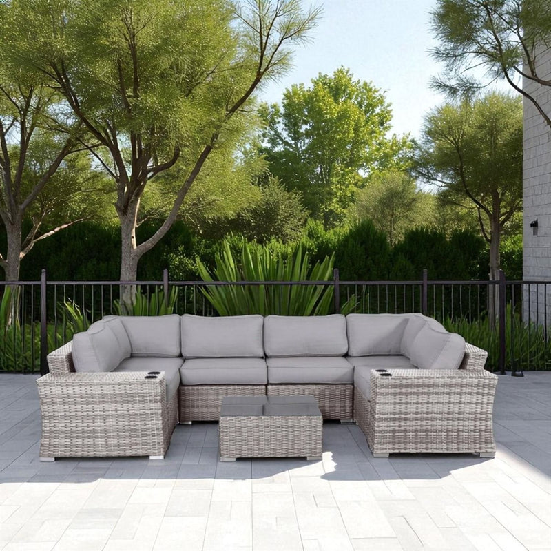 4 Person Patio Seating Set With Cushions, All Weather - Gray - R&R Furniture Gallery (Fountain Valley, CA)