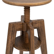 Spencer - Minimalist Oak Adjustable Bar Counter Stool - Walnut Brown Oak - R&R Furniture Gallery (Fountain Valley, CA)