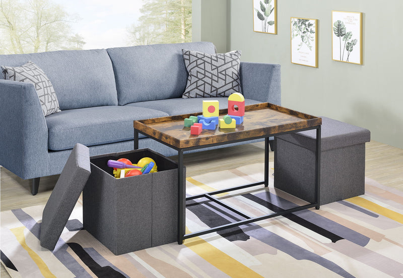 Monty - Wood Grain 3 Piece Coffee Table Set With Raised Edges (Set of 3) - R&R Furniture Gallery (Fountain Valley, CA)