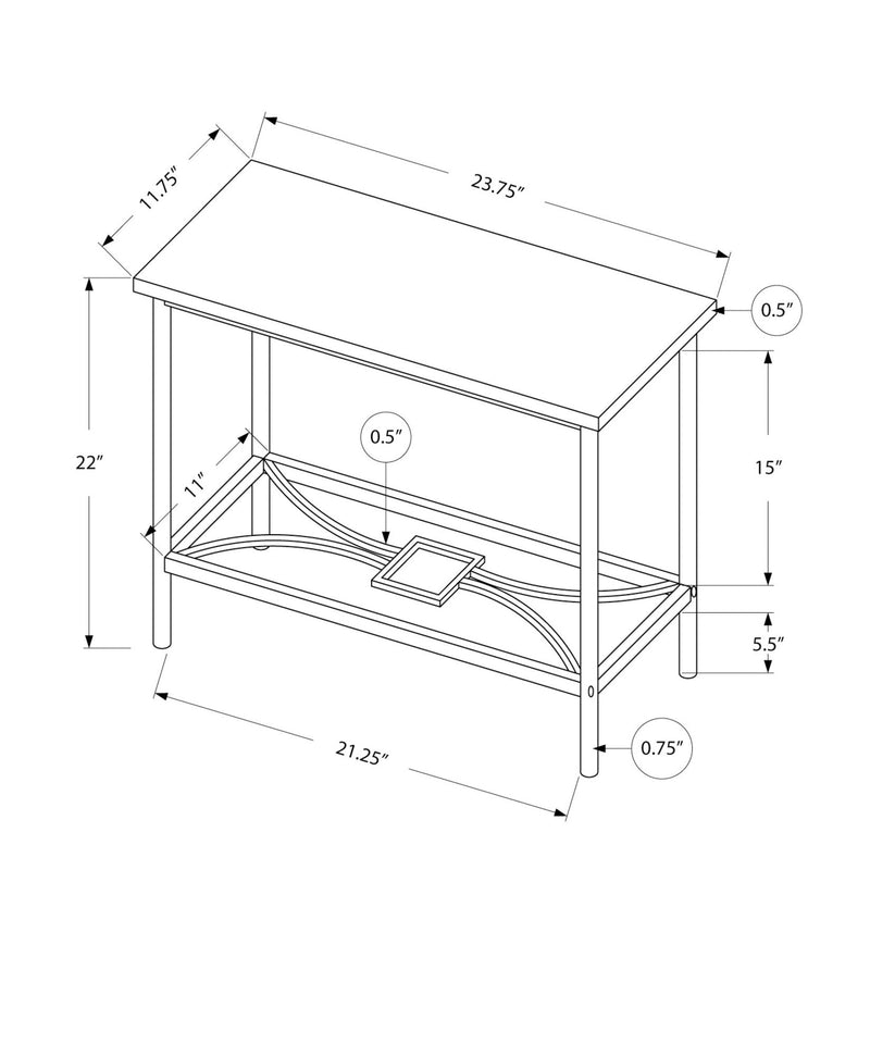 Accent Side Table, Narrow, Small, 2 Tier, Elegant Design - R&R Furniture Gallery (Fountain Valley, CA)