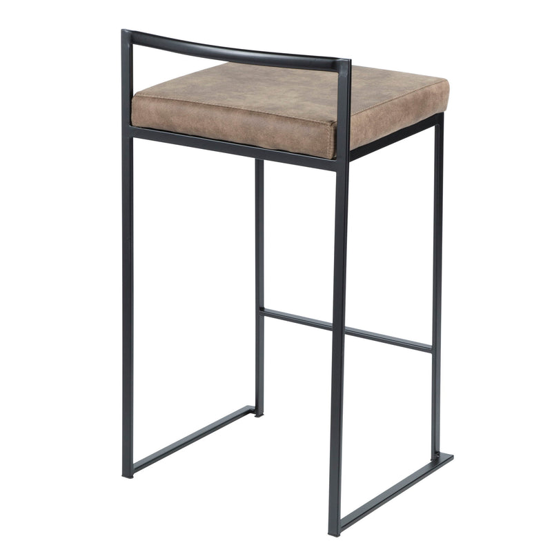 Pair of Fuji Contemporary Style Stackable Counter Stools by Lumi Source, featuring sleek design and stackable wooden seats.