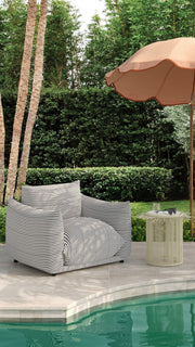 TOV Furniture Rafa outdoor side table with a sleek, modern design in a neutral finish, ideal for patio or garden decor