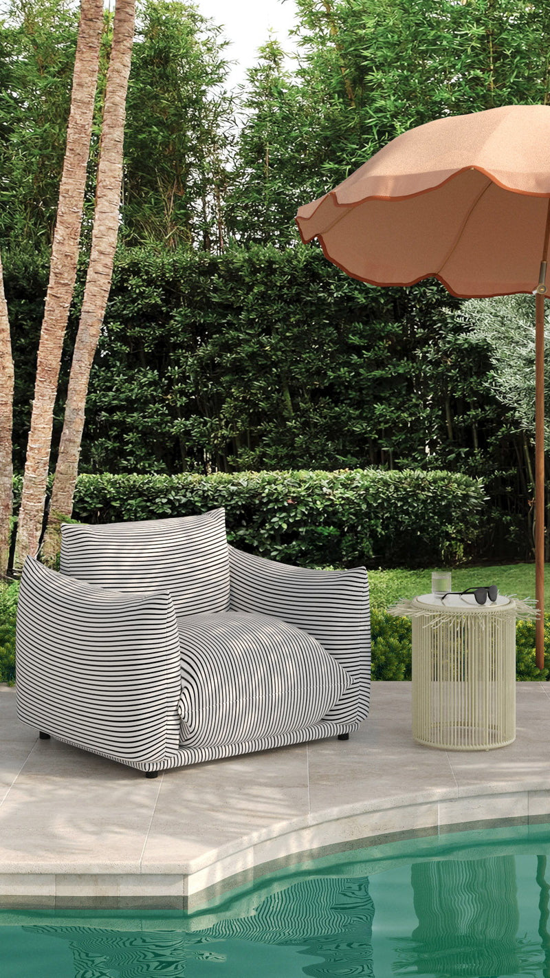 TOV Furniture Rafa outdoor side table with a sleek, modern design in a neutral finish, ideal for patio or garden decor
