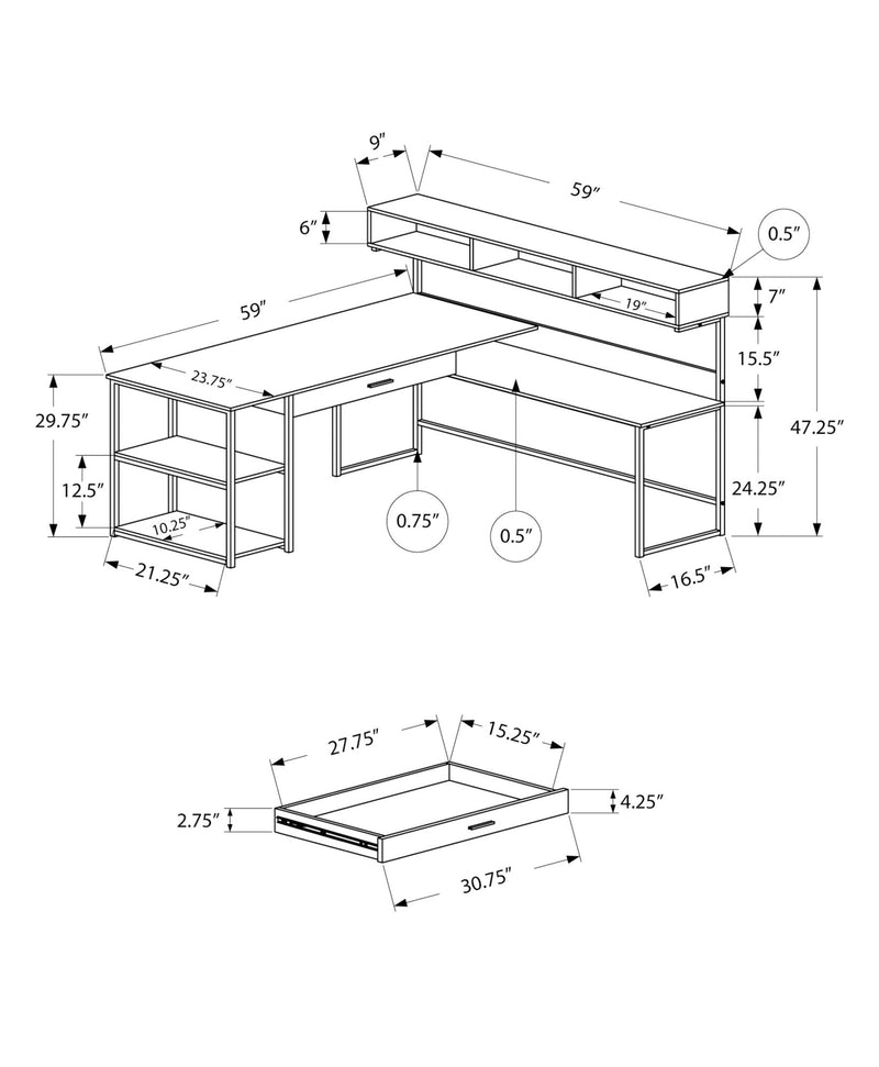 Computer Desk, Home Office, Corner, Storage Drawers, L Shape, Laptop, Contemporary & Modern - R&R Furniture Gallery (Fountain Valley, CA)