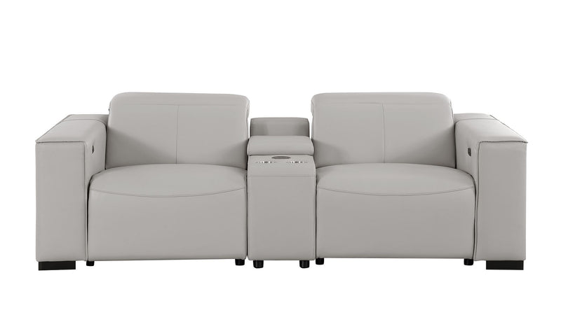 1208 - Leather Reclining Set (Sofa & Loveseat With 5 Power Recliners)
