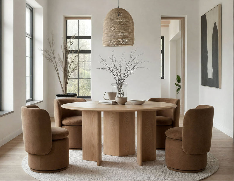 Masuda - Modern Natural Ash Round Dining Table — view 5