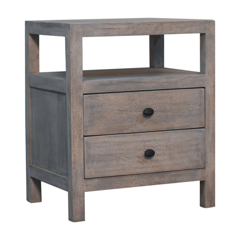 2 Drawer Open Bedside Table - Gray Ash - R&R Furniture Gallery (Fountain Valley, CA)