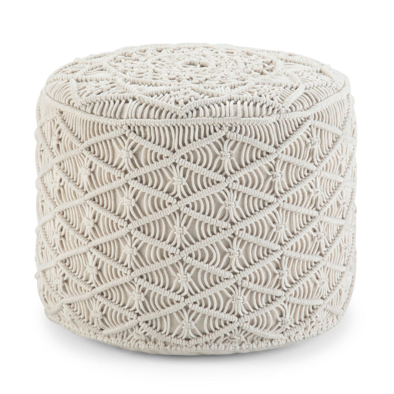 Coates - Round Macrame Pouf - Natural - R&R Furniture Gallery (Fountain Valley, CA)