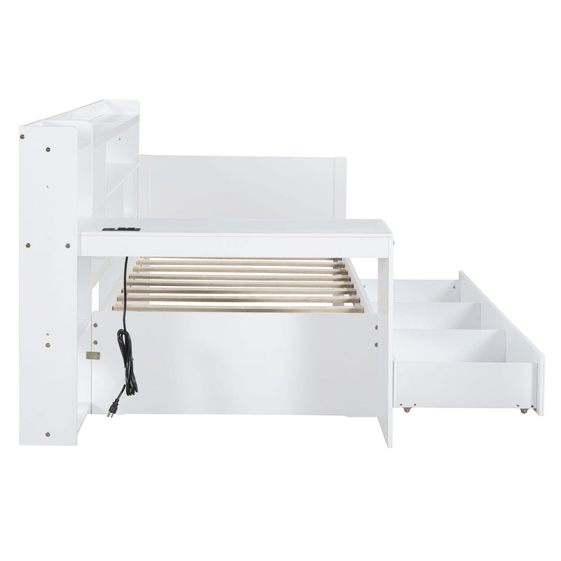 Daybed With 3 Drawers USB Ports And Desk - R&R Furniture Gallery (Fountain Valley, CA)