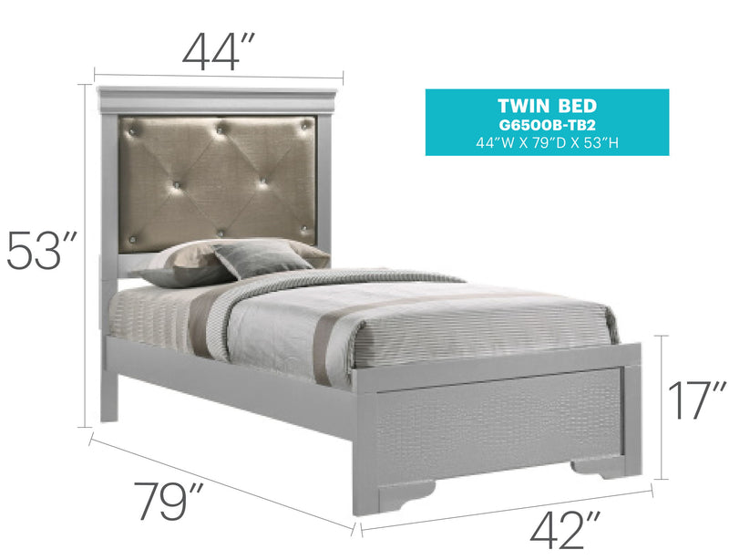 Upholstered bed named Lorana by Glory Furniture, featuring a plush fabric headboard and modern design in a cozy bedroom setting.