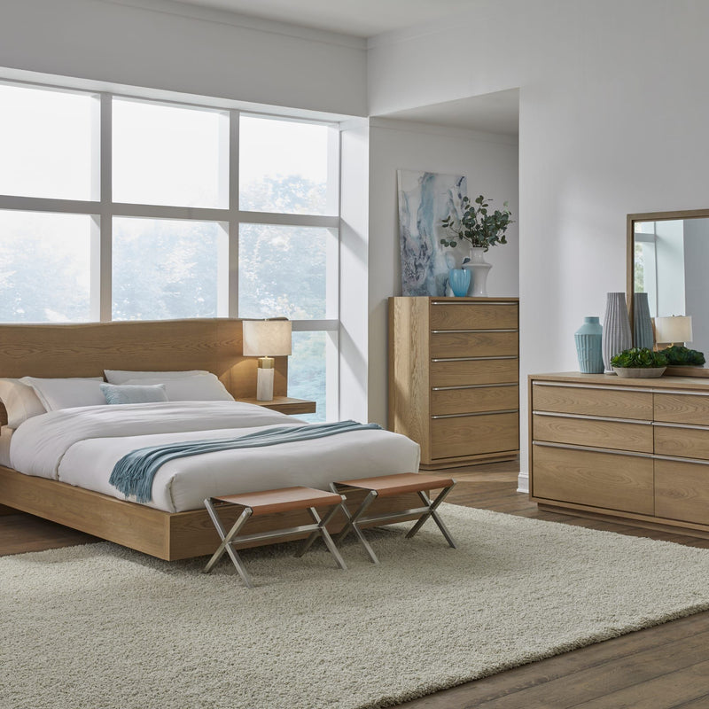 One Coastal Modern Five Drawer Chest in Bisque