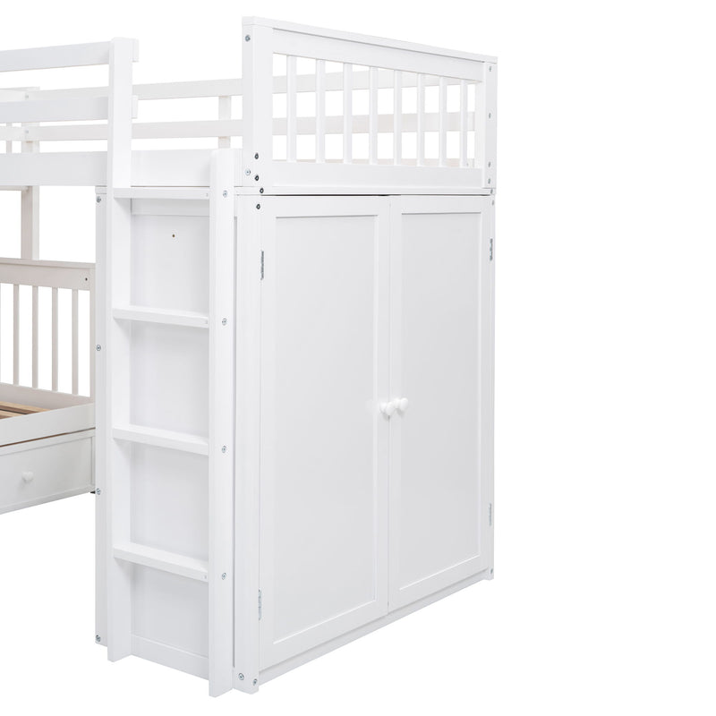 L Shaped Bunk Bed With 3 Drawers, Portable Desk And Wardrobe - R&R Furniture Gallery (Fountain Valley, CA)