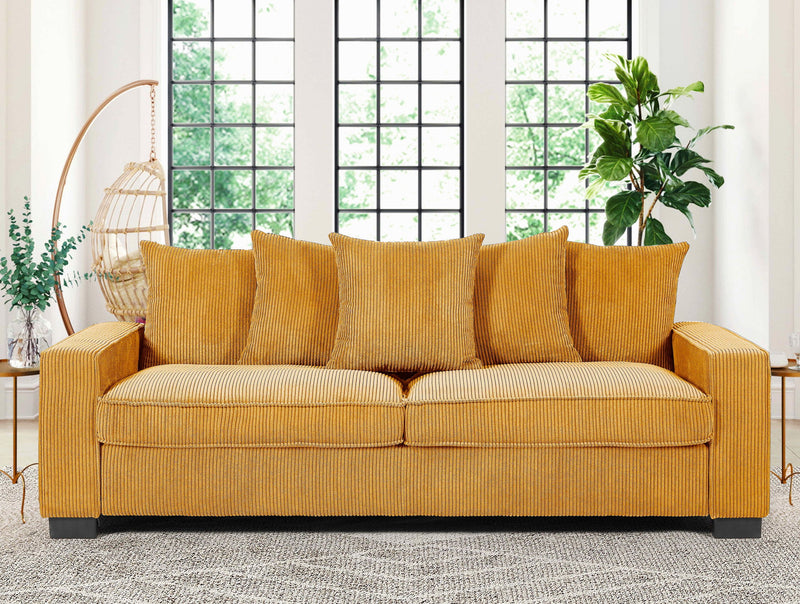 Luxe Sofa With 5 Matching Toss Pillows, Sleek Design, Spacious And Comfortable 3 Seater Couch - R&R Furniture Gallery (Fountain Valley, CA)